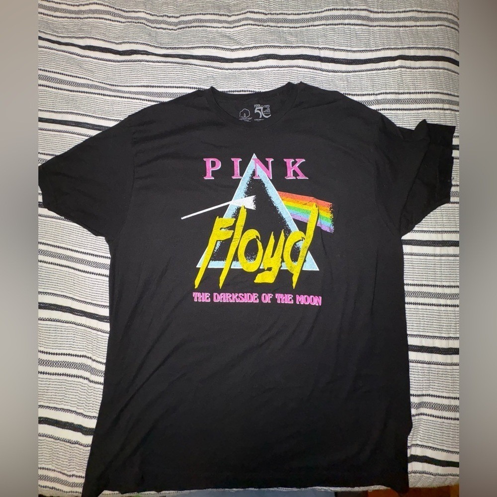 Pink‎ Floyd Dark Side of the Moon T Shirt Mens 2XL Black Band Tee